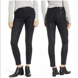 New AG Size 24 Farrah Skinny Ankle High Rise Metallic Striped Denim Jeans